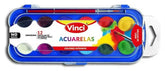 Acuarelas en Plástico Estuche c/Pincel Colores c/12 30mm Vinci® 67885 Estuche 7501014600277 01